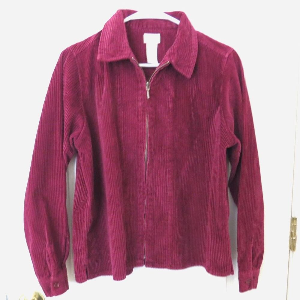 Vintage NorthCrest Women's Corduroy Jacket Burgundy small (6/8)